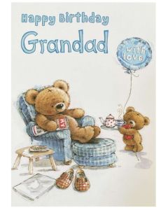 Grandad card - Bear in blue chair 