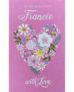 Fiancee Birthday - Floral heart on pink
