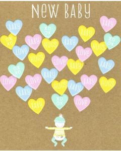 NEW BABY Card - Heart Messages
