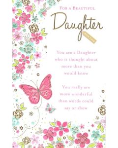 DAUGHTER Card - Butterflies & Flowers 