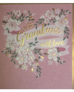 Grandma Birthday - White flowers on pink 
