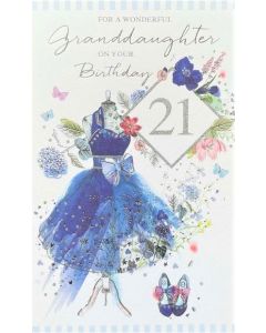 GRANDDAUGHTER AGE 21 Card - Blue Dress
