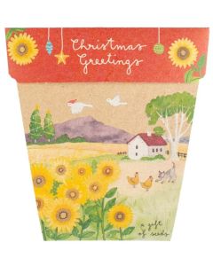 Xmas Greeting Card & Gift of Seeds - Farmhouse sunflowers