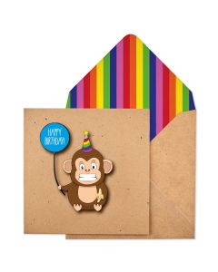 Birthday Card - Monkey with Balloon