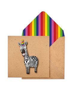 Birthday Card - Party Zebra
