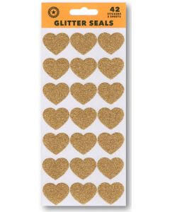 Seals/Stickers - Gold Glitter Hearts (Pack 42)