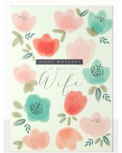 WIFE Card - Embossed Pastel Flowers