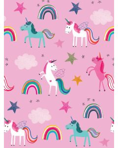 Folded Wrapping Paper - Unicorns & Rainbows (PINK)