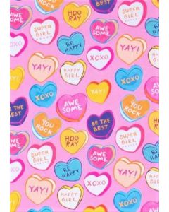 Folded Wrapping Paper - Candy Hearts