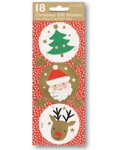 Christmas Labels (Pack of 18) - Tree, Santa, Rudolph
