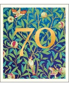 AGE 70 Card - Birds & Leaves (William Morris)