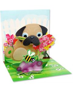 3D Pop-Up Card - Pug Bouquet