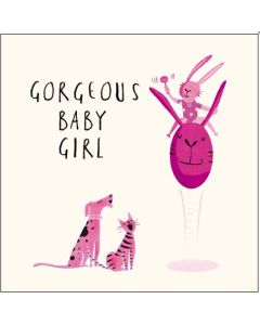 BABY Girl - 'Gorgeous' pink dog, cat & bunny