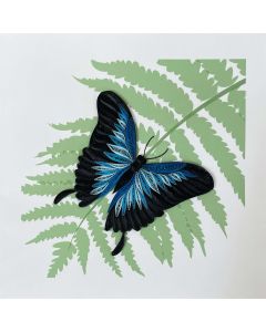 Quilling Card - Ulysses butterfly on fern 