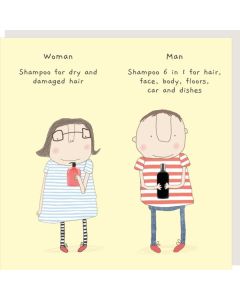 Greeting card - Shampoo woman & man