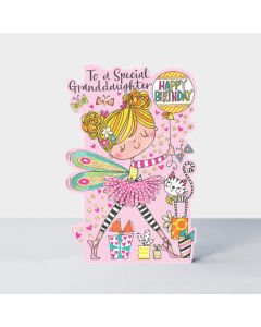 Granddaughter Birthday - Fairy, cat & balloon 
