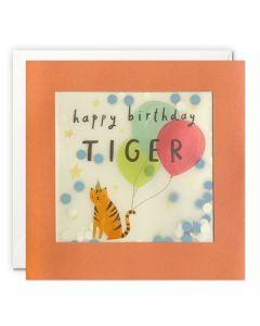 Birthday Card - Tiger & Balloons
