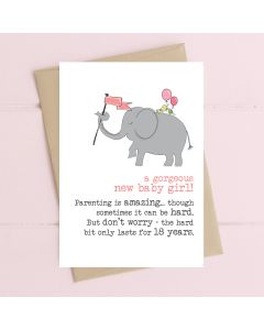 BABY GIRL Card - Gorgeous Elephant