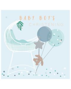 Christening - Baby Boy cot & balloons