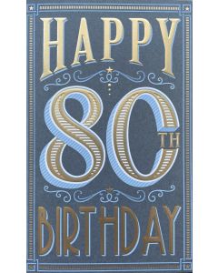 AGE 80 Card - Navy & Gold