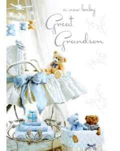 NEW GREAT-GRANDSON Card - Teddies
