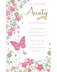 AUNT Card - Butterflies & Flowers 