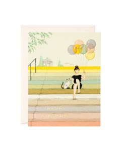 Birthday Card - Girl on Stairs
