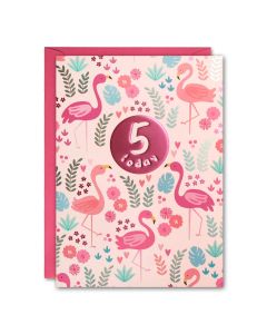 AGE 5 Card - Flamingos