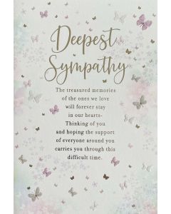 Sympathy card - 'Deepest Sympathy' little butterflies