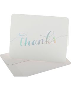 Thank You Cards - White/Silver Rainbow Foil (10 cards)