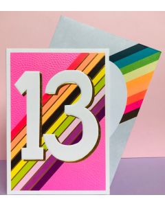 AGE 13 Card - Embossed Pink