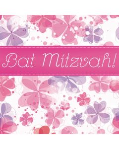 BAT MITZVAH Card - Pink Flowers