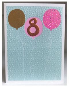 AGE 8 Card - Pink & Gold Balloons