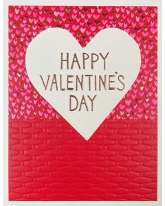 Valentine card - White heart on hearts & red background