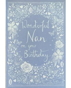 NAN Birthday card - 'Wonderful Nan' mauve 
