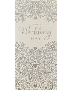 WEDDING money/Giftcard wallet - Silver pattern with foil