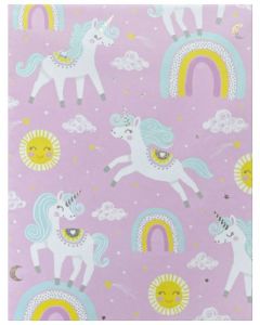 Folded Wrapping Paper - Unicorns on Pink
