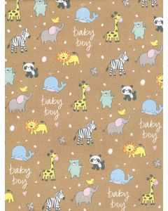 Folded Wrapping Paper - Baby Boy (Cute Animals)