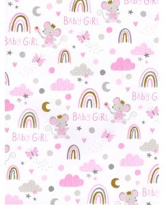 Folded Wrapping Paper - Baby Girl (Mouse)